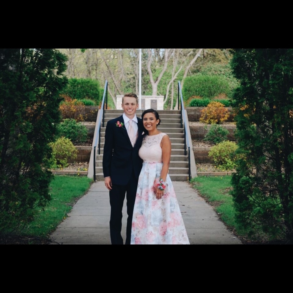 2 Piece Floral Prom Dress